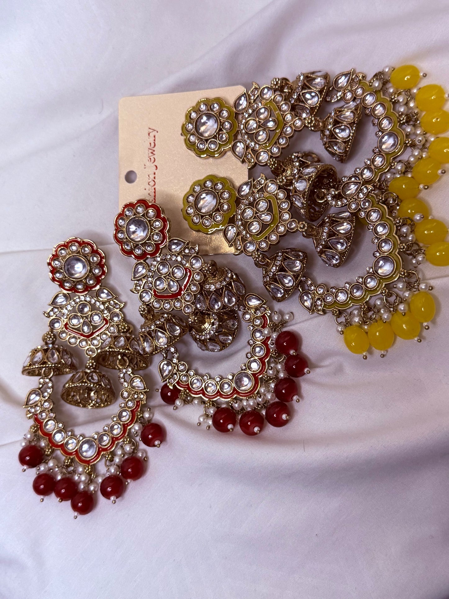 Meenakari Zircon Triple Jhumki