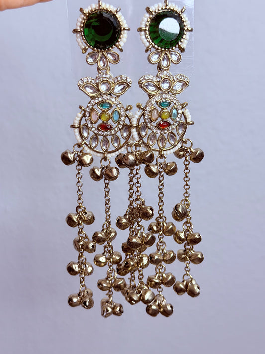 Green Multi Kashmiri look Ghungroo Earring