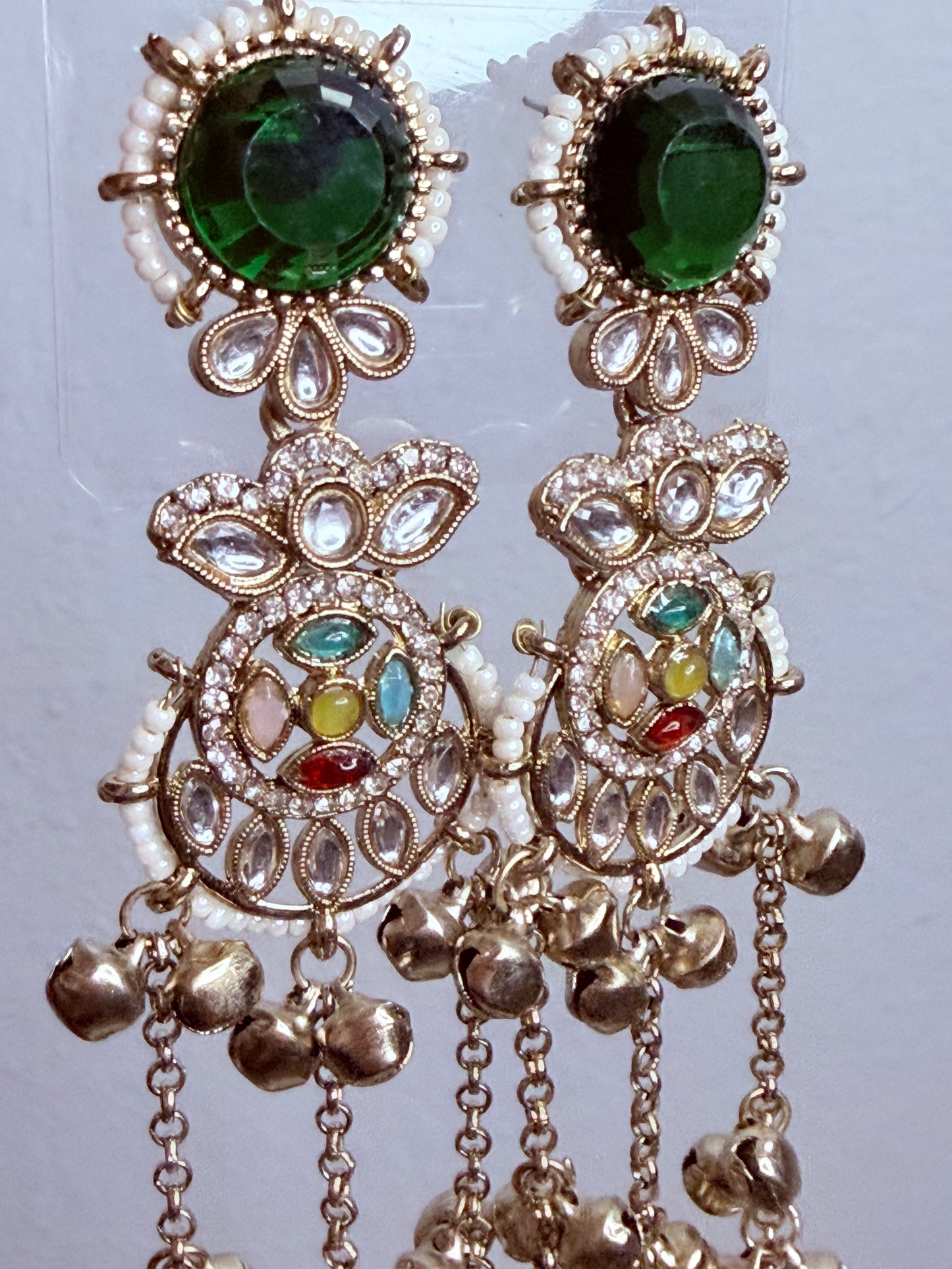 Green Multi Kashmiri look Ghungroo Earring