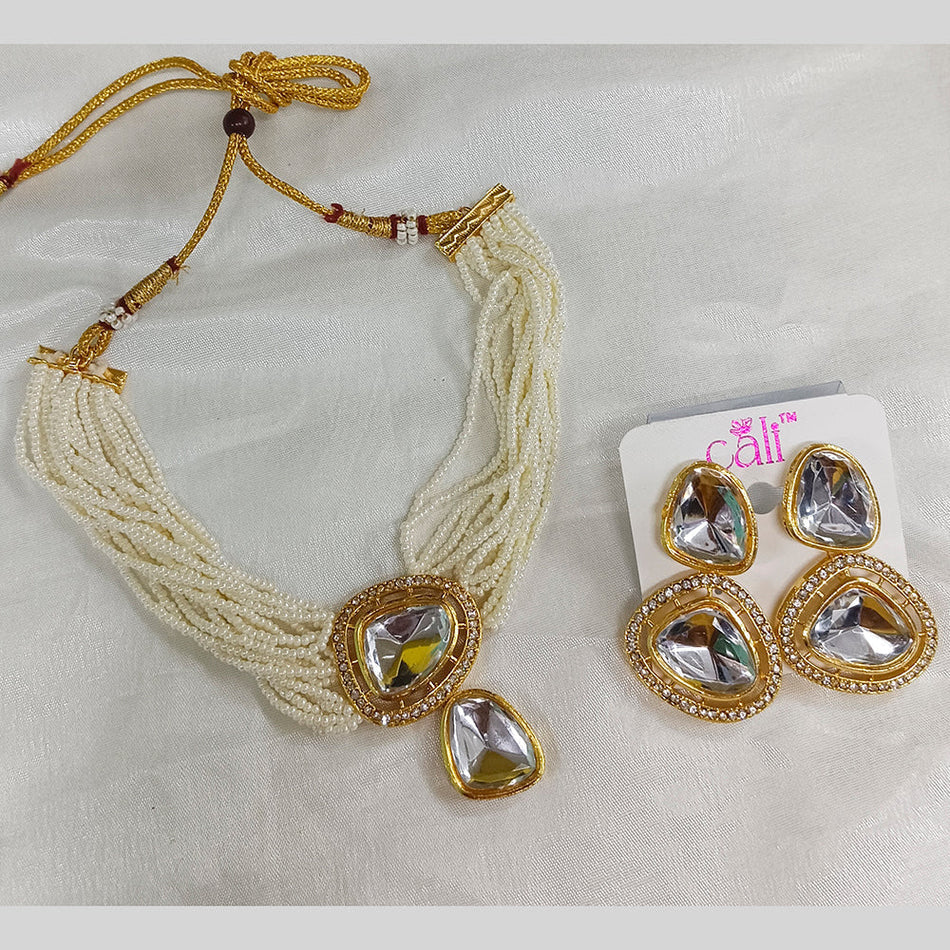 Crystal Look Beaded Choker Earring Set