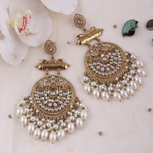 Farida Pearl Gold Peacock Chandbali
