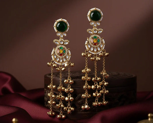Green Multi Kashmiri look Ghungroo Earring