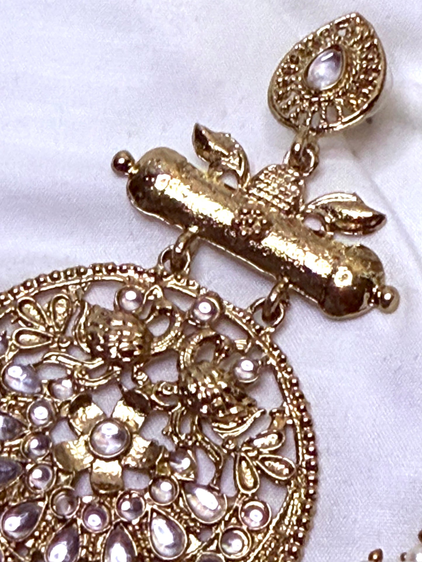 Farida Pearl Gold Peacock Chandbali