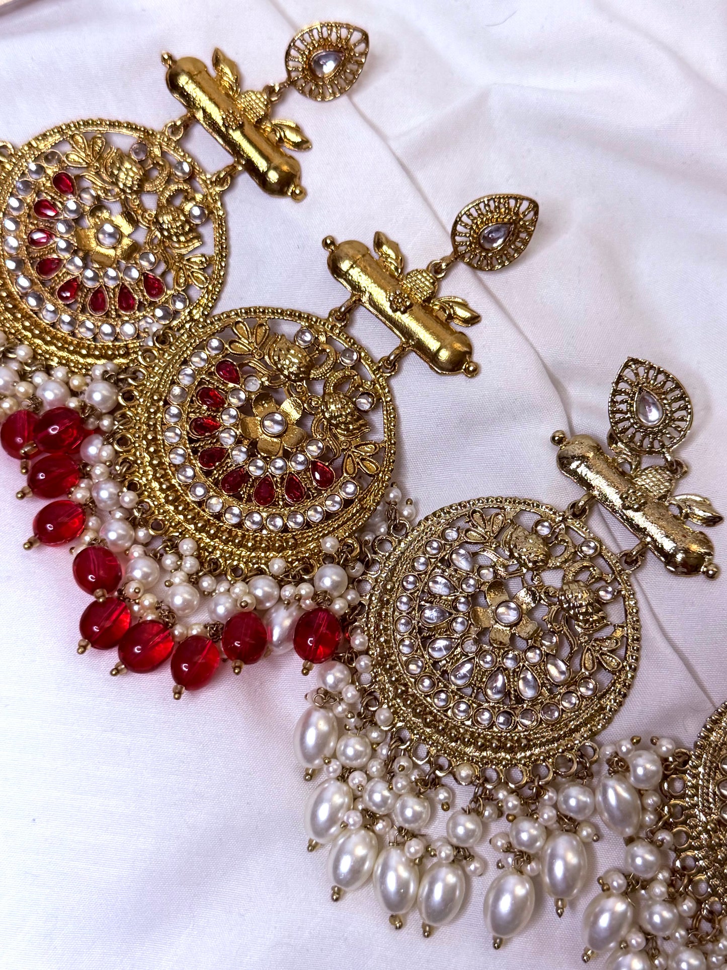 Farida Pearl Gold Peacock Chandbali