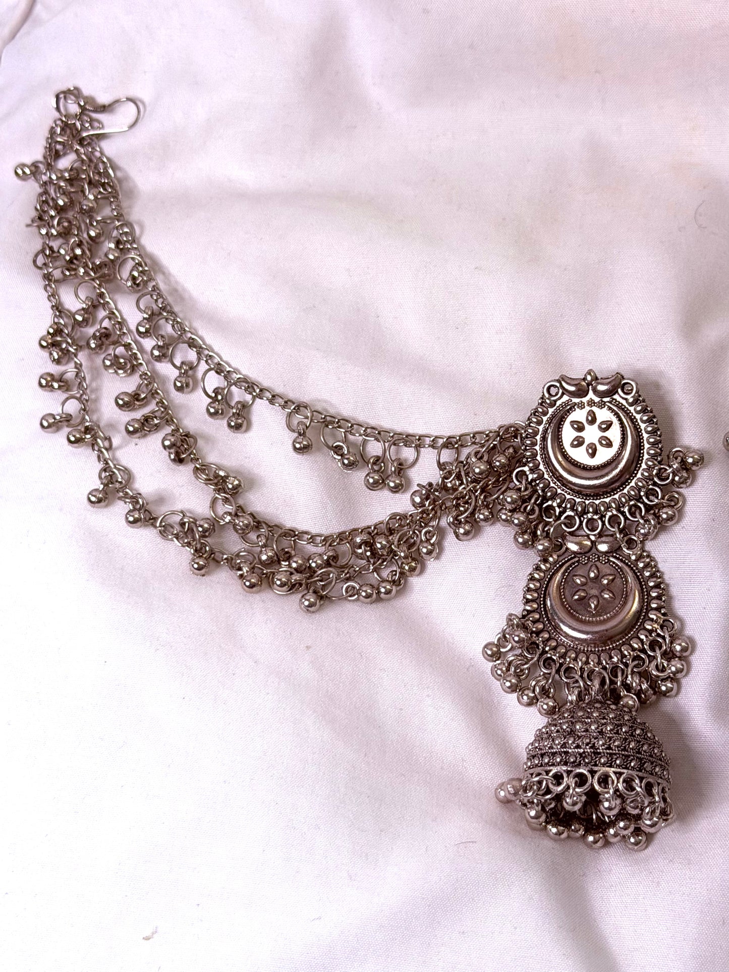 Oxidized Silver Kanchain Jhumka Earring