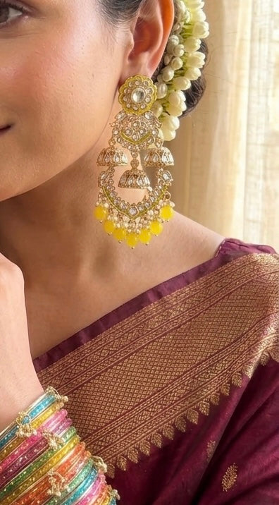Meenakari Zircon Triple Jhumki