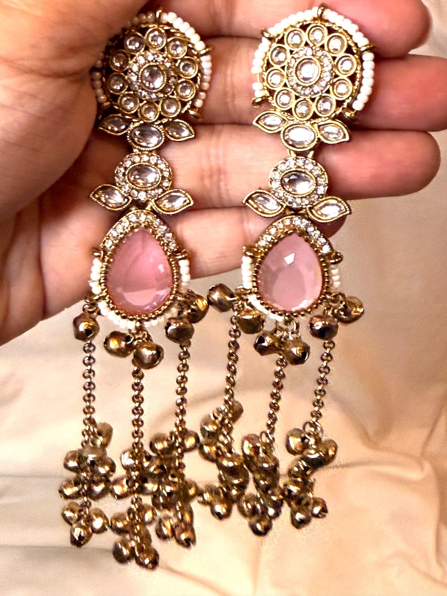 Blush Pink Kashmiri Ghungroo Earring