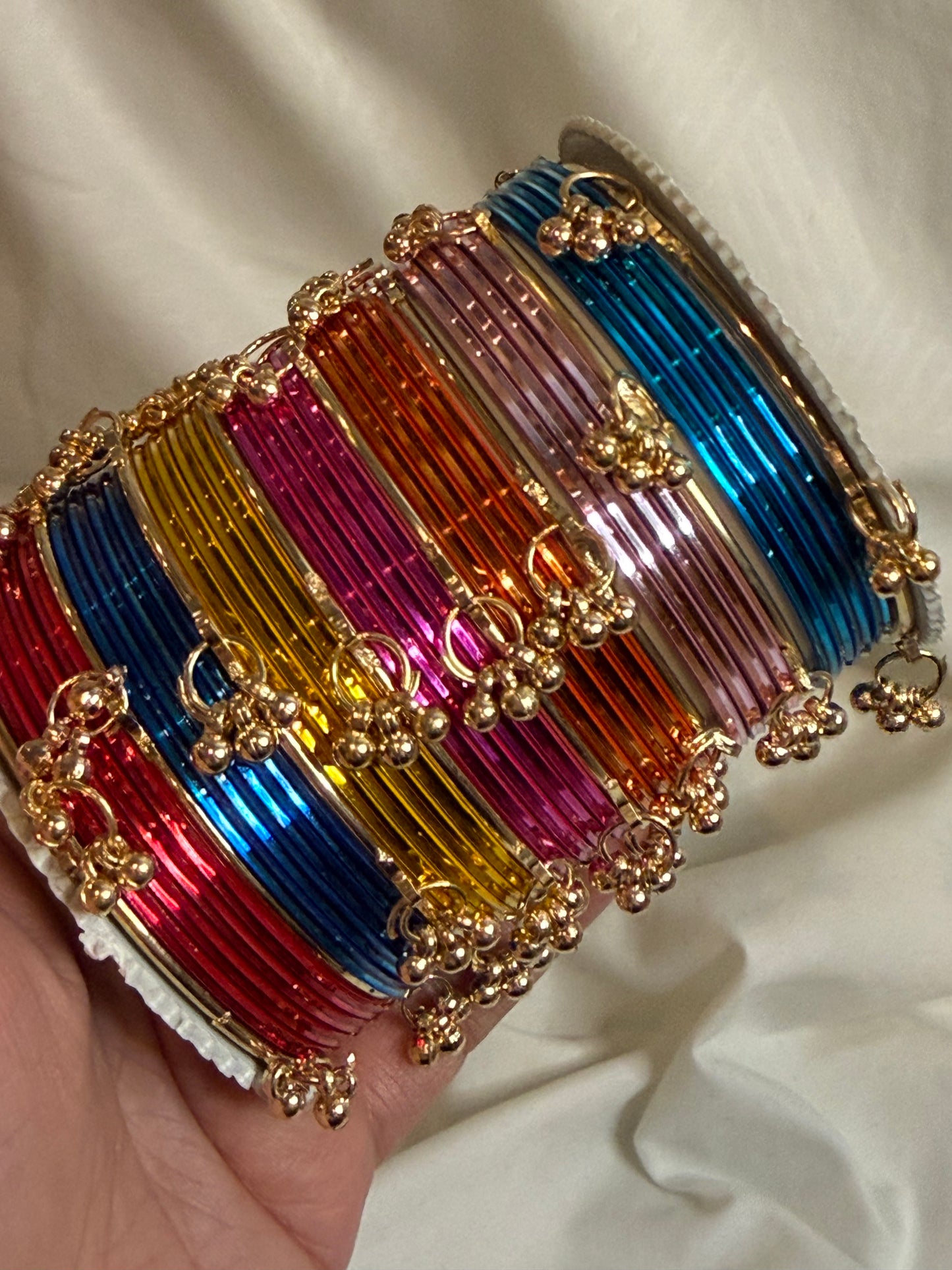Multi Color Kashmiri Ghungroo Bangle Set- Metal