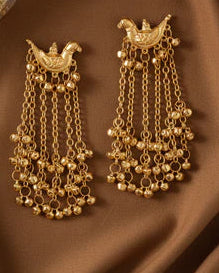 Morni Gold Peacock Kashmiri Ghungroo Earring