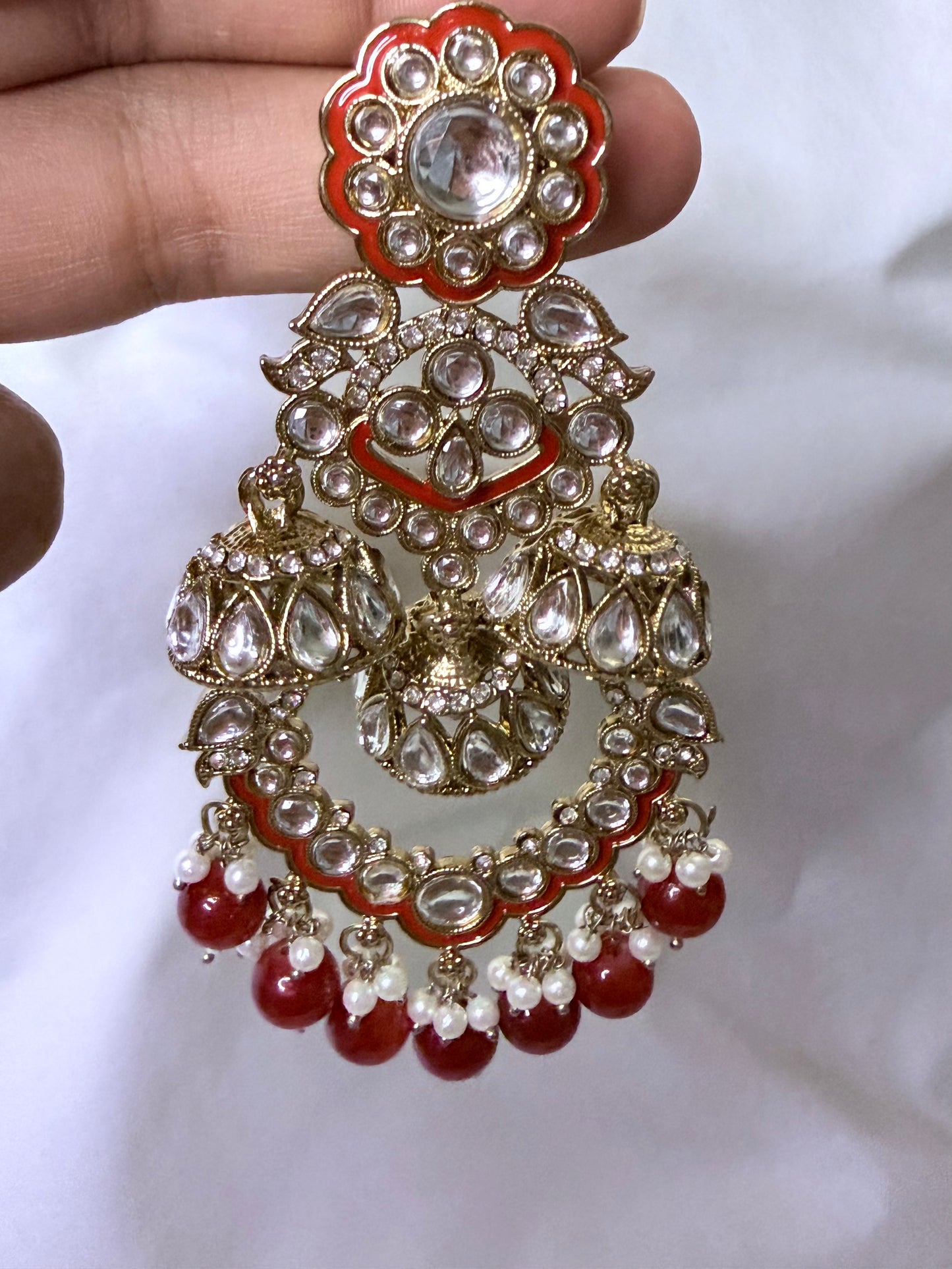 Meenakari Zircon Triple Jhumki