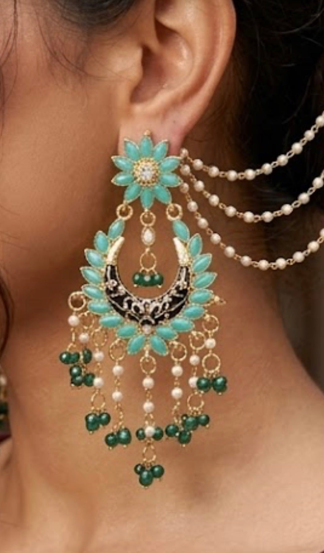Samandar Chandbali with Ear Chain