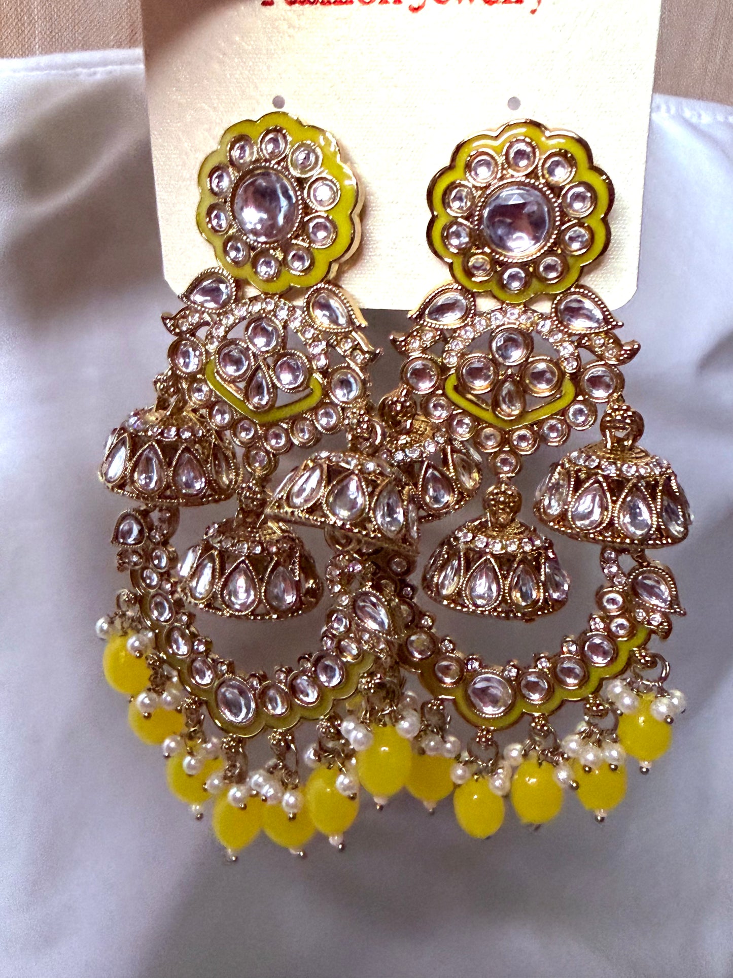 Meenakari Zircon Triple Jhumki